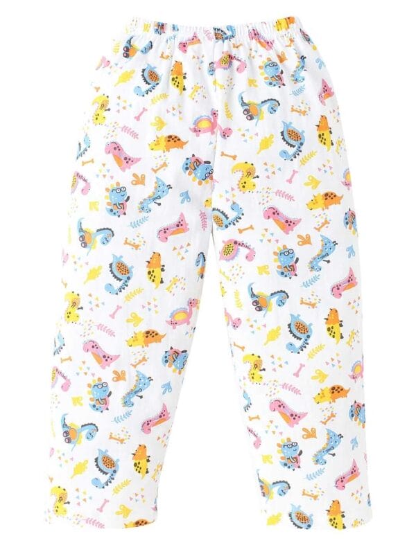 Kids Sleepsuit for Baby Boy’s and Girl’s Topwear and Pajamas Set Long Sleeve Sleepwear Baby Clothing Sets - White Dinosour Print - Image 5