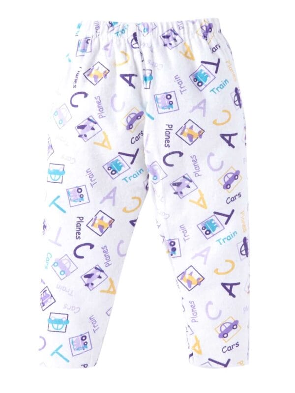 kids top bottom baby Jhabla Set Full Sleeve Pure Flannel kids tshirt Jhabla pajama set - Lemon Flannel Alphabet Print - Image 5