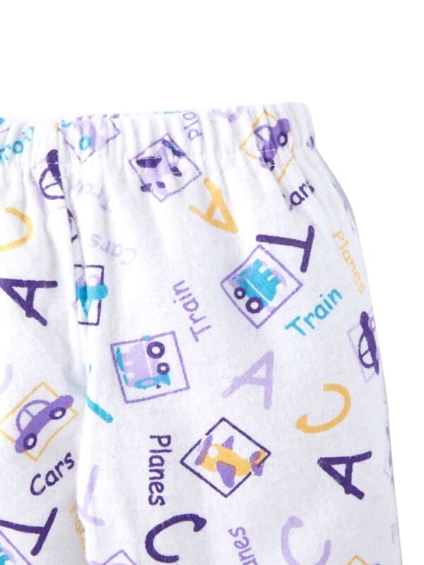 kids top bottom baby Jhabla Set Full Sleeve Pure Flannel kids tshirt Jhabla pajama set - Lemon Flannel Alphabet Print - Image 6