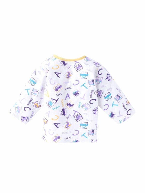 kids top bottom baby Jhabla Set Full Sleeve Pure Flannel kids tshirt Jhabla pajama set - Lemon Flannel Alphabet Print - Image 3