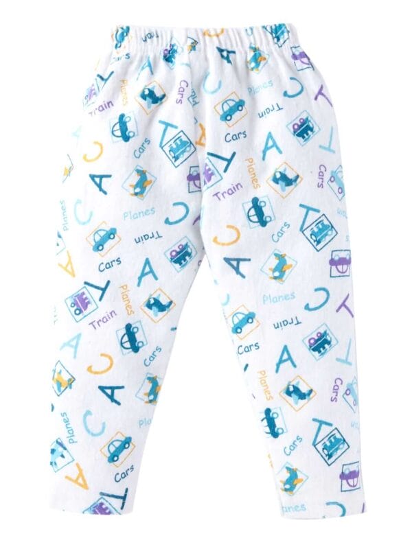 kids top bottom baby Jhabla Set Full Sleeve Pure Flannel kids tshirt Jhabla pajama set - Blue Flannel Alphabet Print - Image 5
