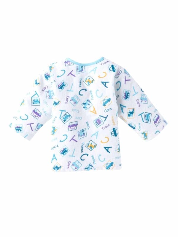 kids top bottom baby Jhabla Set Full Sleeve Pure Flannel kids tshirt Jhabla pajama set - Blue Flannel Alphabet Print - Image 3