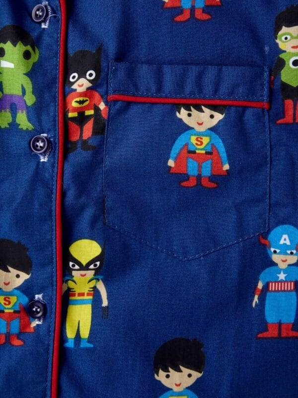 Kids Sleepsuit for Baby Boy’s and Girl’s Topwear and Pajamas Set Long Sleeve Sleepwear Baby Clothing Sets - Blue Superhero Theme - Image 4