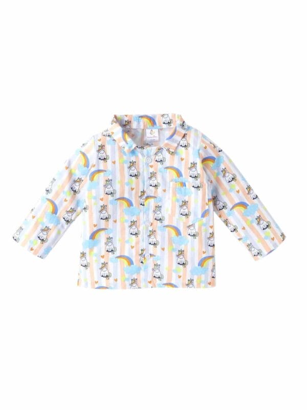 Kids Sleepsuit for Baby Boy’s and Girl’s Topwear and Pajamas Set Long Sleeve Sleepwear Baby Clothing Sets - Cloud Rainbow - Image 2