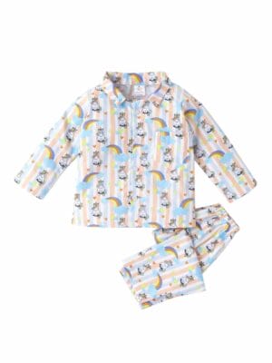 Kids Sleepsuit for Baby Boy’s and Girl’s Topwear and Pajamas Set Long Sleeve Sleepwear Baby Clothing Sets - Cloud Rainbow