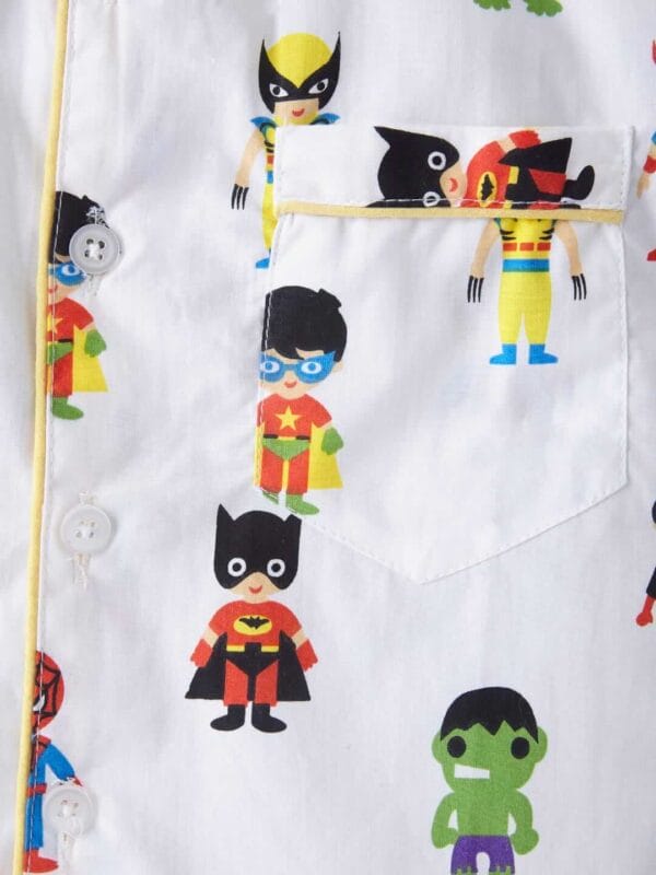 Kids Sleepsuit for Baby Boy’s and Girl’s Topwear and Pajamas Set Long Sleeve Sleepwear Baby Clothing Sets - White Superhero Theme - Image 4