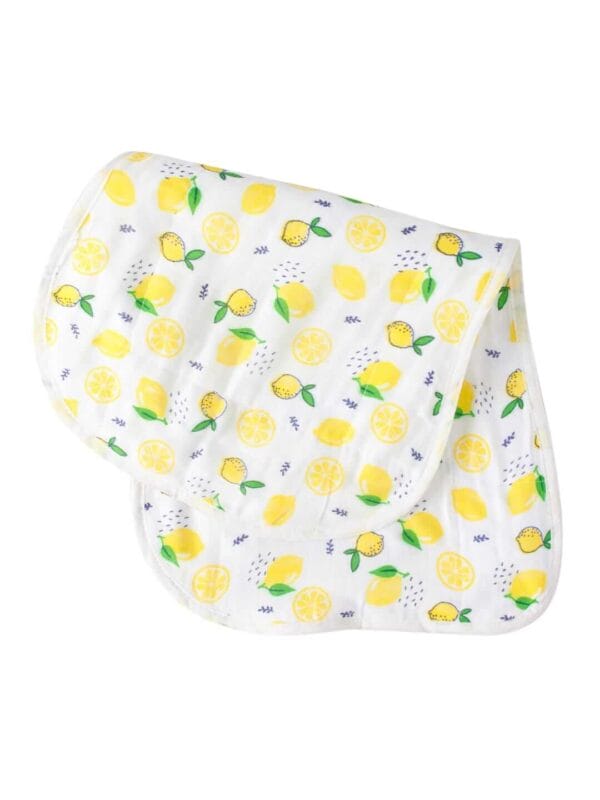 Organic Burp Cloths for Baby Boys and Girl Triple Layer Multipurpose Muslin Burp Gift set - Lemon Print Set of 1 - Image 2