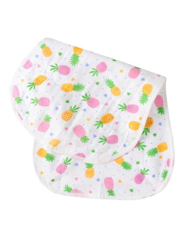 Organic Burp Cloths for Baby Boys and Girl Triple Layer Multipurpose Muslin Burp Gift set - Pineapple Print Set of 1 - Image 2