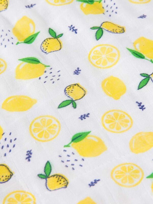 Organic Burp Cloths for Baby Boys and Girl Triple Layer Multipurpose Muslin Burp Gift set - Lemon Print Set of 1 - Image 3