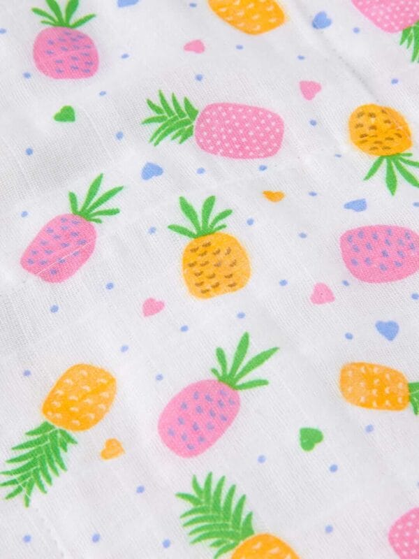 Organic Burp Cloths for Baby Boys and Girl Triple Layer Multipurpose Muslin Burp Gift set - Pineapple Print Set of 1 - Image 3