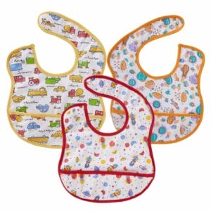 Bibs for Baby, 3-Layers Waterproof Baby Bib Food Catcher with Pocket Bibs