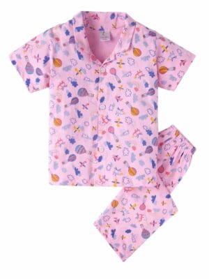 Kids Sleepsuit for Baby Boy’s and Girl’s Topwear and Pajamas Set Long Sleeve Sleepwear Baby Clothing Sets - Peach Rainbow Print