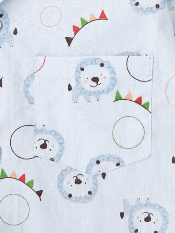 Kids Sleepsuit for Baby Boy’s and Girl’s Topwear and Pajamas Set Long Sleeve Sleepwear Baby Clothing Sets - White Lion Print - Image 5