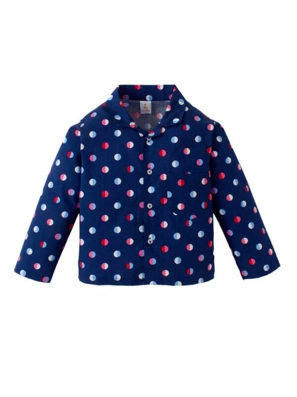 Kids Sleepsuit for Baby Boy’s and Girl’s Topwear and Pajamas Set Long Sleeve Sleepwear Baby Clothing Sets - Blue Polka Dot Print - Image 2