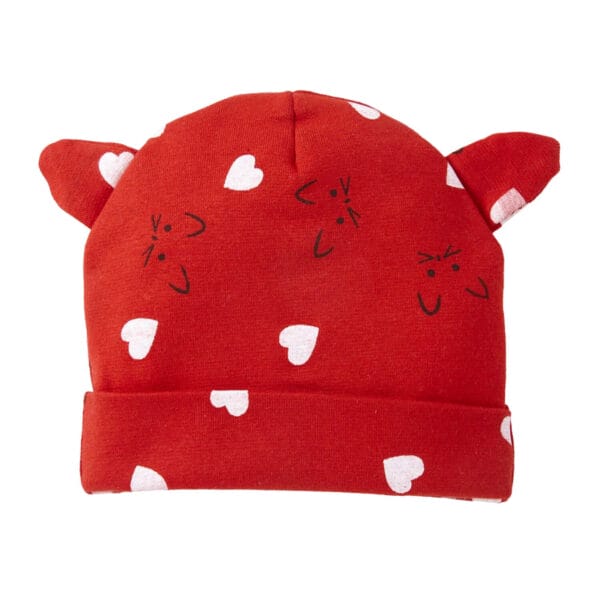 Baby caps for Newborn Fancy knitted Beanies Kids Red Ear Bear Hat for Infants 0 - 6 Months baby - Image 2