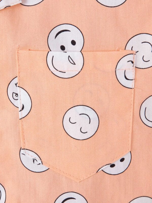 Kids Sleepsuit for Baby Boy’s and Girl’s Topwear and Pajamas Set Long Sleeve Sleepwear Baby Clothing Sets - Orange Smiley Print - Image 4