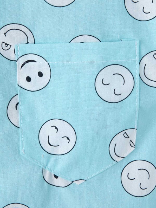 Kids Sleepsuit for Baby Boy’s and Girl’s Topwear and Pajamas Set Long Sleeve Sleepwear Baby Clothing Sets - Light blue Smiley Print - Image 4