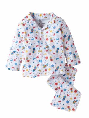 Kids Sleepsuit for Baby Boy’s and Girl’s Topwear and Pajamas Set Long Sleeve Sleepwear Baby Clothing Sets - Space & Star Theme