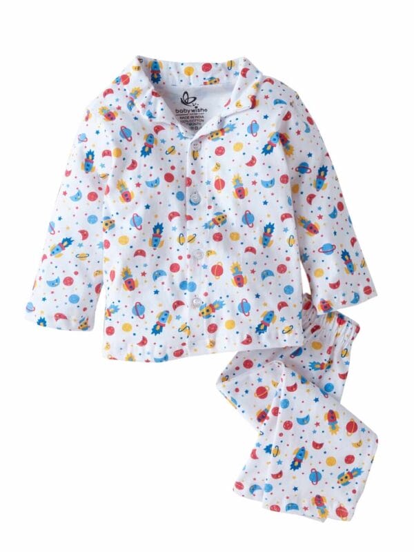 Kids Sleepsuit for Baby Boy’s and Girl’s Topwear and Pajamas Set Long Sleeve Sleepwear Baby Clothing Sets - Space & Star Theme