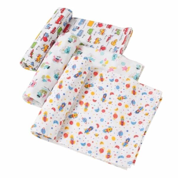 Muslin Swaddle Blankets 100% Organic for newborn Baby Multipurpose Infant Swaddle 112x112cm - Combo Pack of 3