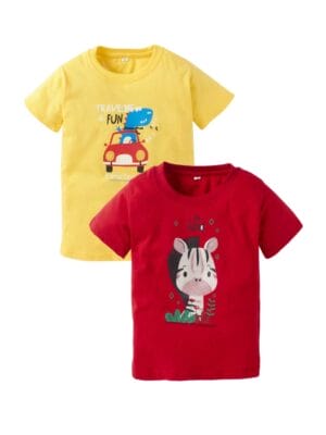 Kids Cotton T-Shirt for Boy’s and Girl’s Short Sleeve Topwear Combo Set of 2 Multicolor T-Shirts