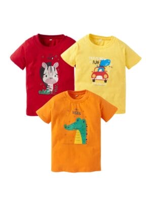 Kids Cotton T-Shirt for Boy’s and Girl’s Short Sleeve Topwear Combo Set of 3 Multicolor T-Shirts