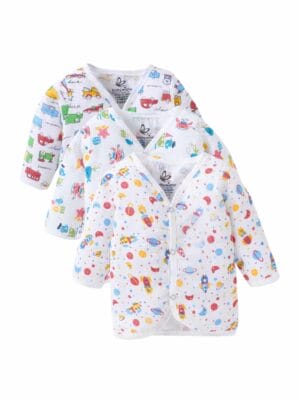 GOTS Certified Organic Muslin Jhabla for Newborn Babies Clothes Ultra Soft Unisex Summer Vest for Infants 3-Pack Gift Set