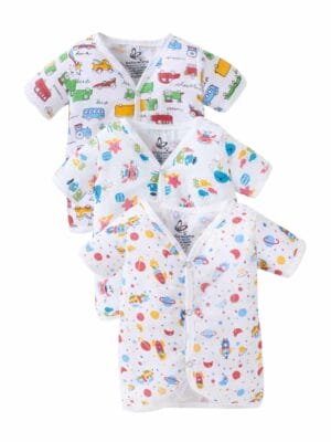 GOTS Certified Organic Muslin Jhabla for Newborn Babies Clothes Ultra Soft Unisex Summer Vest for Infants 3-Pack Gift Set