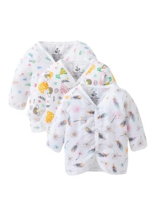 GOTS Certified Organic Muslin Jhabla for Newborn Babies Clothes Ultra Soft Unisex Summer Vest for Infants 3-Pack Gift Set