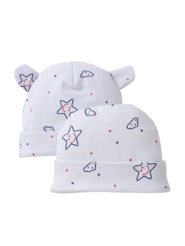 Baby caps for Newborn Fancy knitted Beanies Kids White Ear Bear Hat for Infants 0 - 6 Months baby