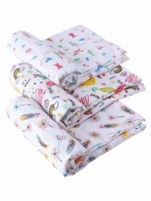 Muslin Swaddle Blankets 100% Organic for newborn Baby Multipurpose Infant Swaddle 112x112cm - Combo Pack of 3