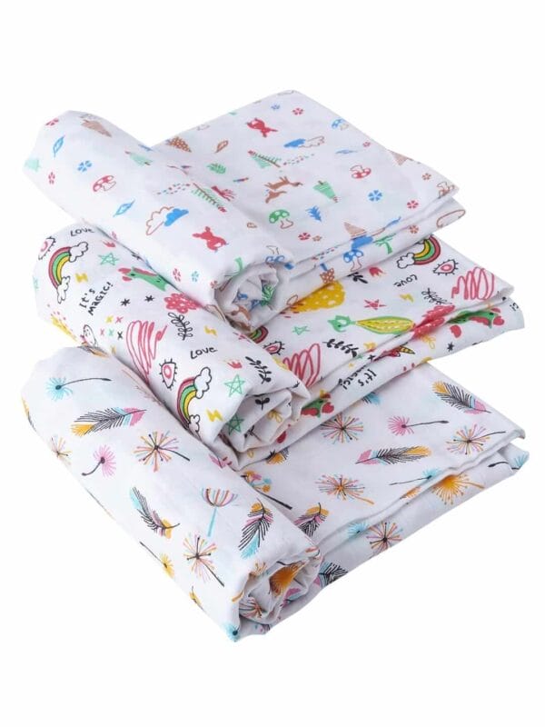 Muslin Swaddle Blankets 100% Organic for newborn Baby Multipurpose Infant Swaddle 112x112cm - Combo Pack of 3