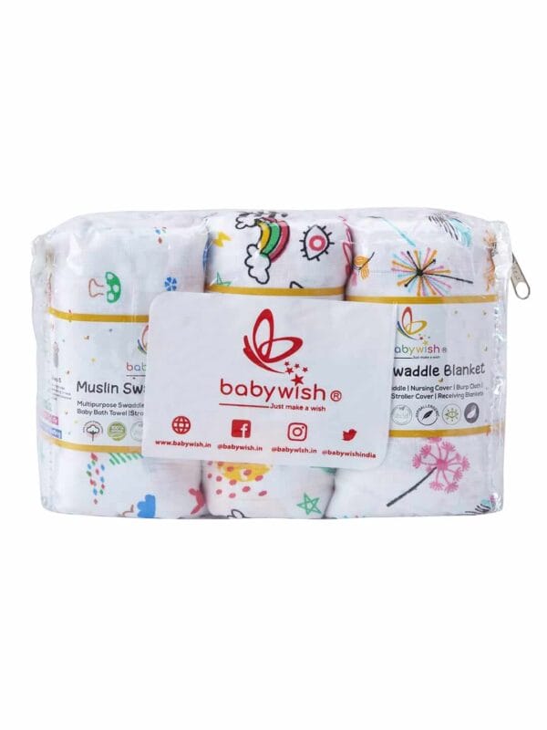 Muslin Swaddle Blankets 100% Organic for newborn Baby Multipurpose Infant Swaddle 112x112cm - Combo Pack of 3 - Image 4