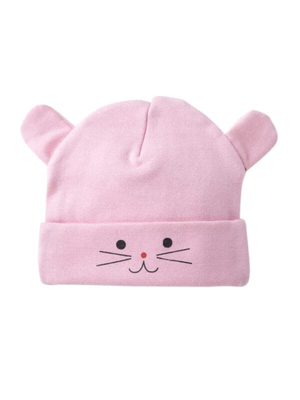 Baby caps for Newborn Fancy knitted Beanies Kids Pink Ear Bear Hat for Infants 0 - 6 Months baby - Image 4
