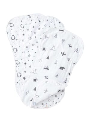 Organic Burp Cloths for Baby Boys and Girl Triple Layer Multipurpose Muslin Burp Gift set - BW Set of 3