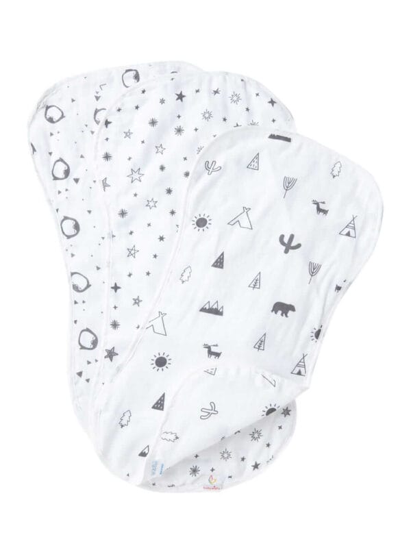 Organic Burp Cloths for Baby Boys and Girl Triple Layer Multipurpose Muslin Burp Gift set - BW Set of 3