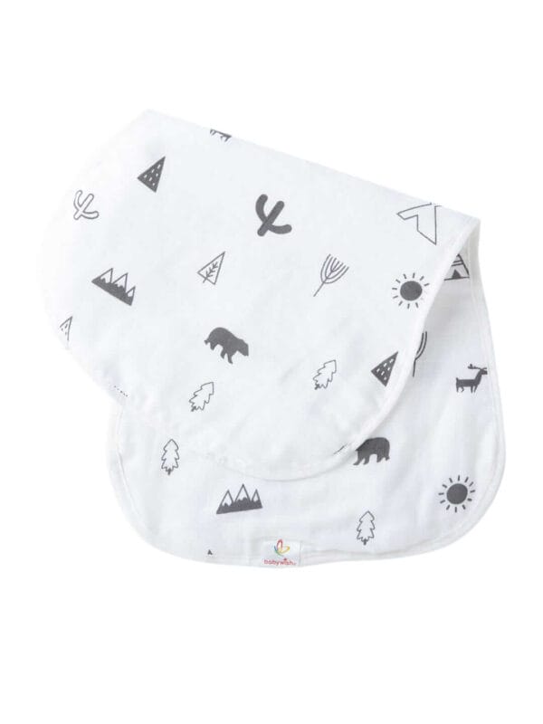 Organic Burp Cloths for Baby Boys and Girl Triple Layer Multipurpose Muslin Burp Gift set - BW Set of 3 - Image 5