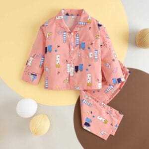 Kids Sleepsuit for Baby Boy’s and Girl’s Topwear and Pajamas Set Long Sleeve Sleepwear Baby Clothing Sets - Pink Swan Print
