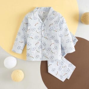 Kids Sleepsuit for Baby Boy’s and Girl’s Topwear and Pajamas Set Long Sleeve Sleepwear Baby Clothing Sets - White Lion Print