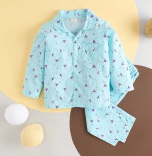 Kids Sleepsuit for Baby Boy’s and Girl’s Topwear and Pajamas Set Long Sleeve Sleepwear Baby Clothing Sets - Blue Butterfly Print