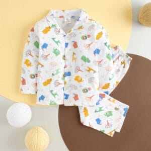 Kids Sleepsuit for Baby Boy’s and Girl’s Topwear and Pajamas Set Long Sleeve Sleepwear Baby Clothing Sets - Planet Animal Theme