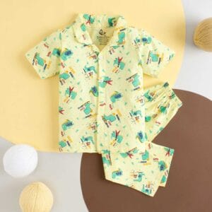 Kids Sleepsuit for Baby Boy’s and Girl’s Topwear and Pajamas Set Long Sleeve Sleepwear Baby Clothing Sets - Dino Theme