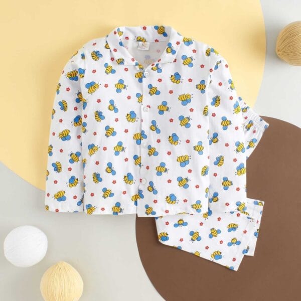 Kids Sleepsuit for Baby Boy’s and Girl’s Topwear and Pajamas Set Long Sleeve Sleepwear Baby Clothing Sets - Yellow Butterfly Print
