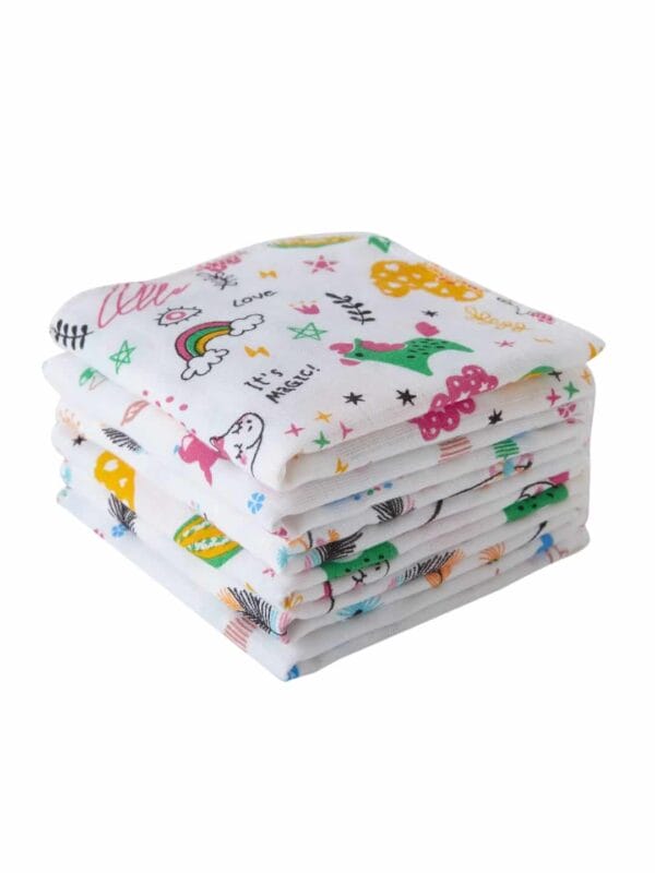 Baby Organic Muslin Washcloths for Newborn face hand towels Combo Pack - Multicolor - Image 2