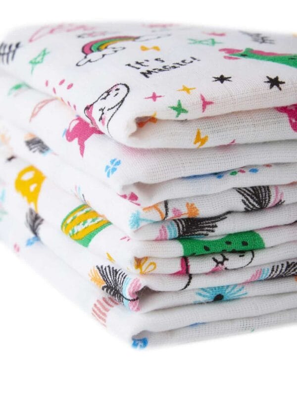 Baby Organic Muslin Washcloths for Newborn face hand towels Combo Pack - Multicolor - Image 3
