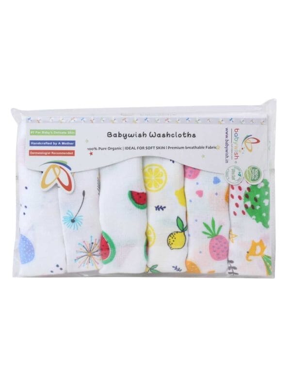Baby Organic Muslin Washcloths for Newborn face hand towels Combo Pack - Multicolor