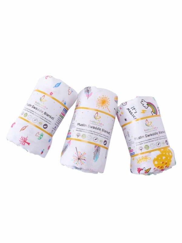 Muslin Swaddle Blankets 100% Organic for newborn Baby Multipurpose Infant Swaddle 112x112cm - Combo Pack of 3 - Image 3