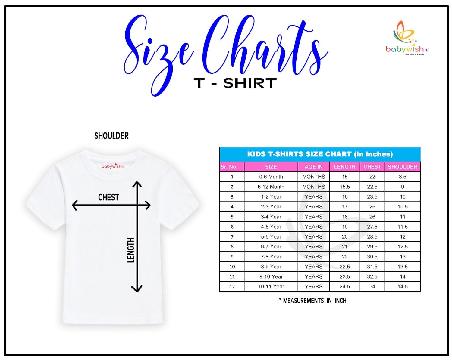 Boy t shirt size chart hotsell