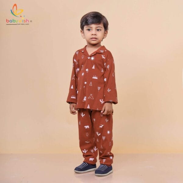 Red cotton sleepsuit for kids aged 1 to 6 years by Babywish