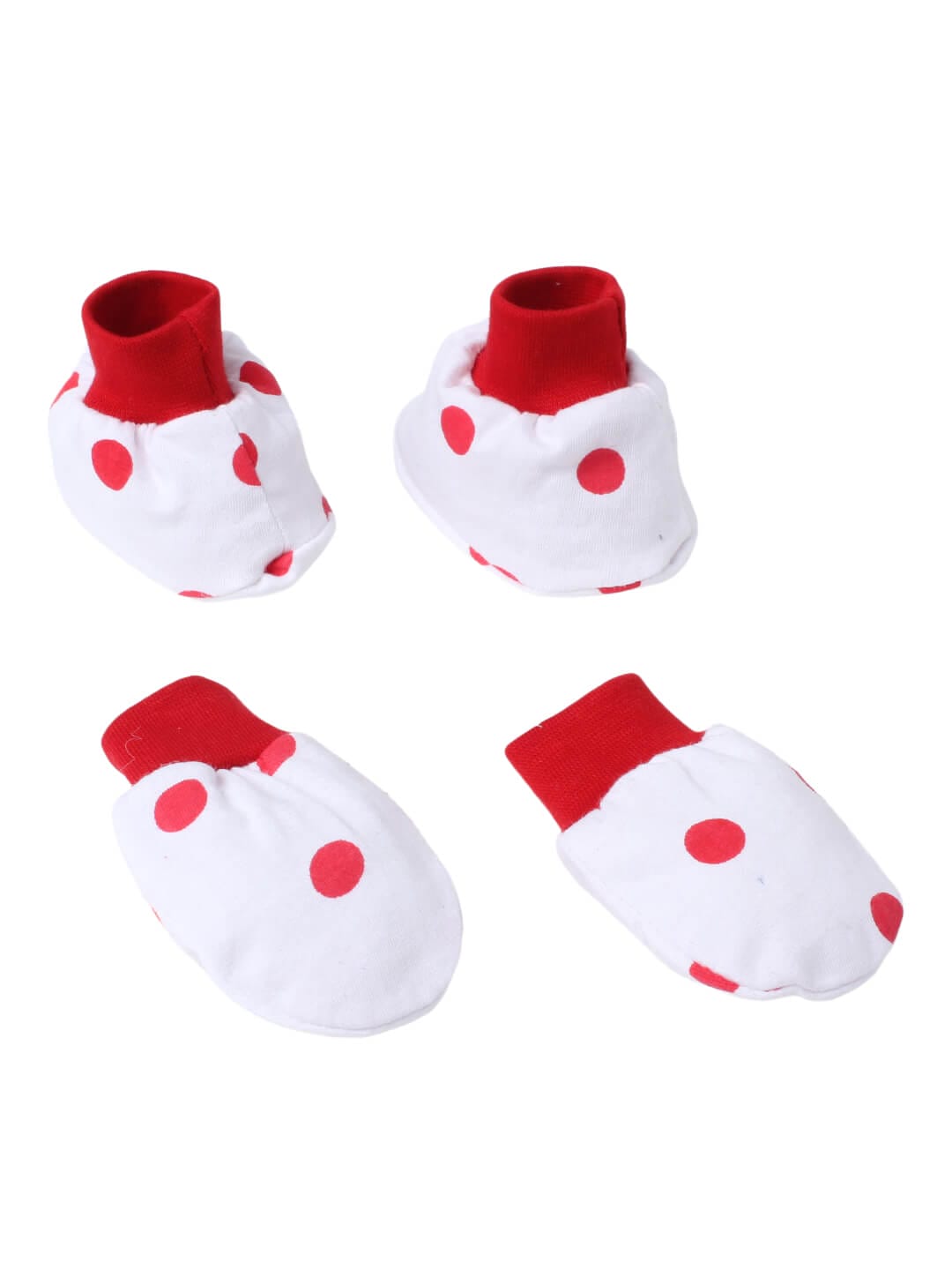 Newborn Red & White Polka Dot Baby Mittens & Booties|Babywish